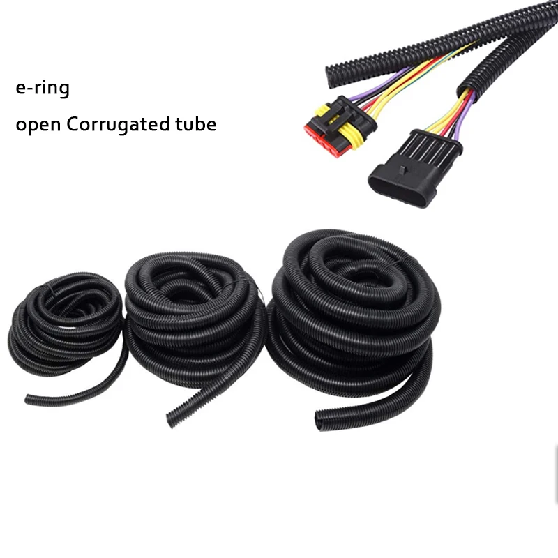 Corrugated Pipe 1/3/6M 7mm-28mm Car Cable Heat Resistant Insulation Tube Harness Motor Electrical Wire Protection