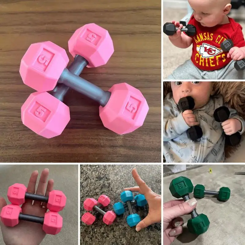 Toddler Dumbbell Rattle Sensory Toy Easy To Hold Rattle Toy Creative Teething Kids Hand Dumbbells Holiday Gifts