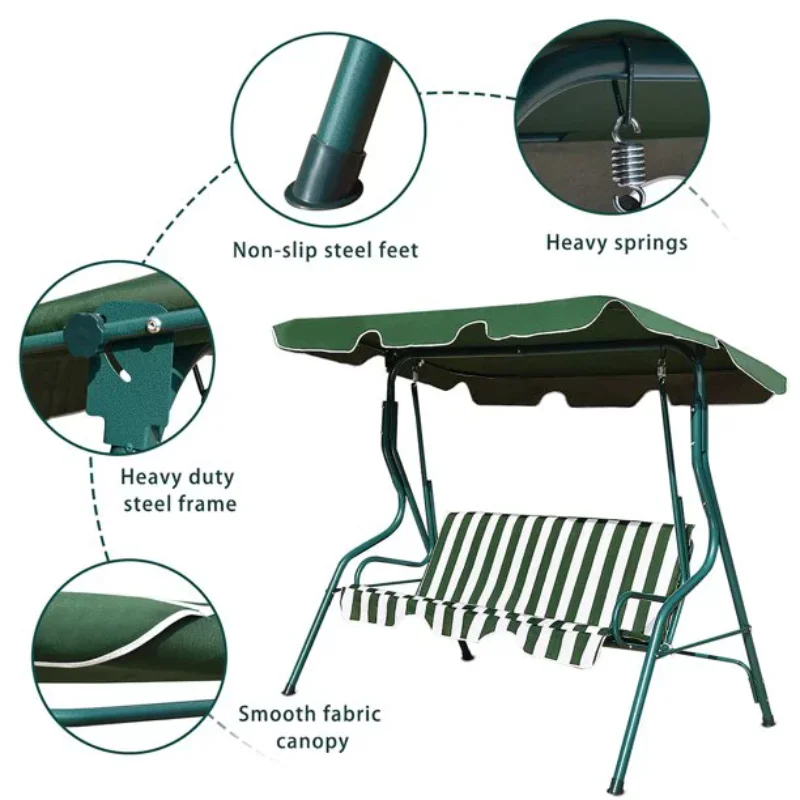 SKONYON Outdoor Swing Canopy Patio Swing Chair 3 Person Canopy Hammock swing chair outdoor  hanging chair 4