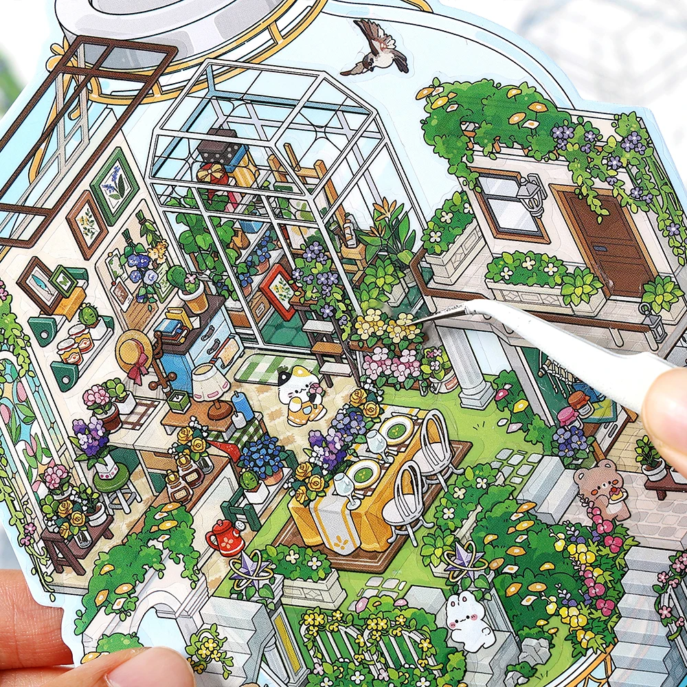Kawaii Deep Sea Home 3D DIY Landscape Sticker Pocket Cabin Scene Stacking Pasting Festival Birthday Gift for Kid Child