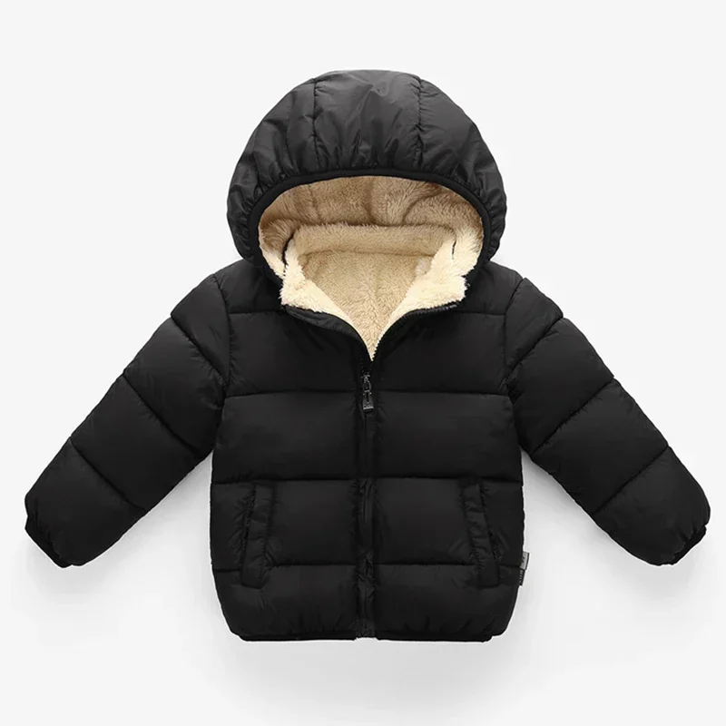 Parashoot Stuff Winter Coat For Baby Boy In Round Neck Fur Design Black Color main image 1