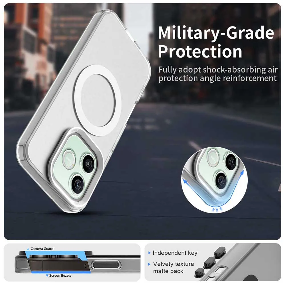 Candy-Colored Transparent Magnetic Wireless Charging Phone Case