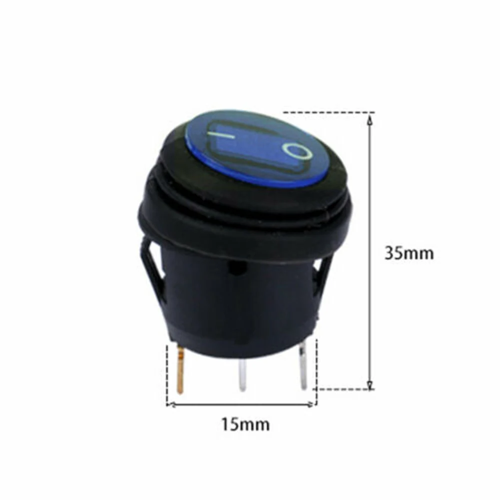 5 Pieces/set 12V 20A Automotive SPST Automotive Marine Round Switch Rocker Waterproof Switch Blue LED Illuminated Rocker Switch.