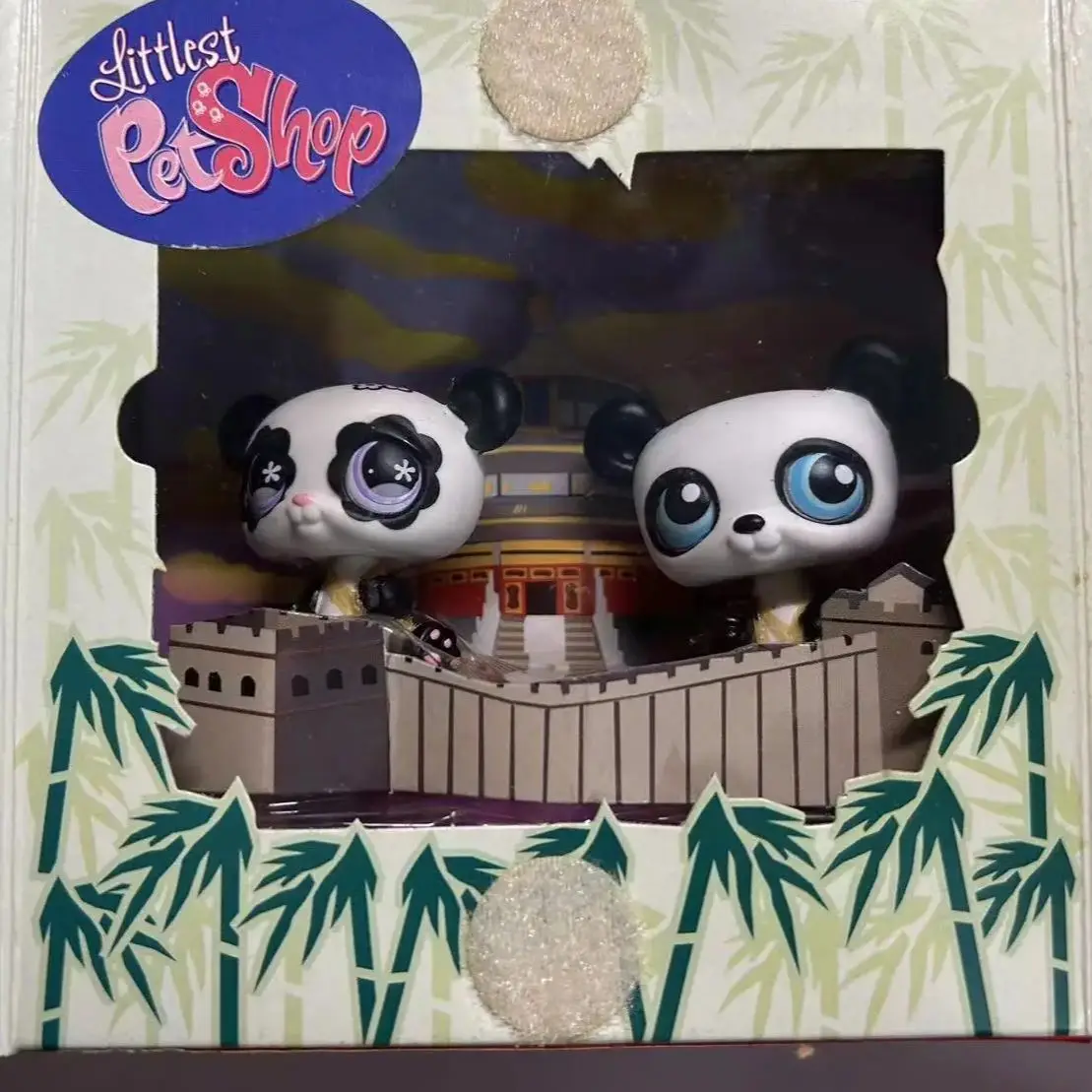 Cute Doll LPS Little Animal Pet twin panda model Toy Cat Dog Old