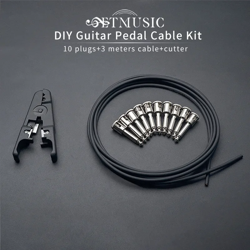 

DIY Guitar Solder-free Pedal Patch Cable Board Copper Cable Kit Set 10ft 10 Strait Audio Solderless 6.35 Mono Plugs