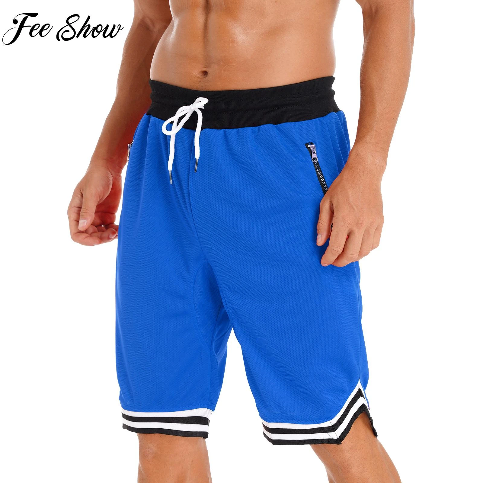 cortos informales para hombre, pantalón corto con cremallera, bolsillo, cintura elástica, Patchwork, baloncesto, ejercicio, correr|Pantalones cortos| - AliExpress