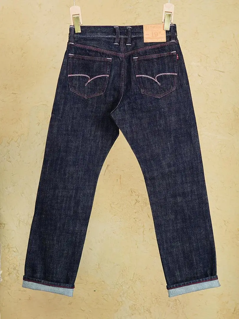 Autumn Winter Heavyweight 19oz Ounce Red Selvedge Denim Jeans for Men American Vintage Mid Waist Casual Straight Pants 501 5KM 5