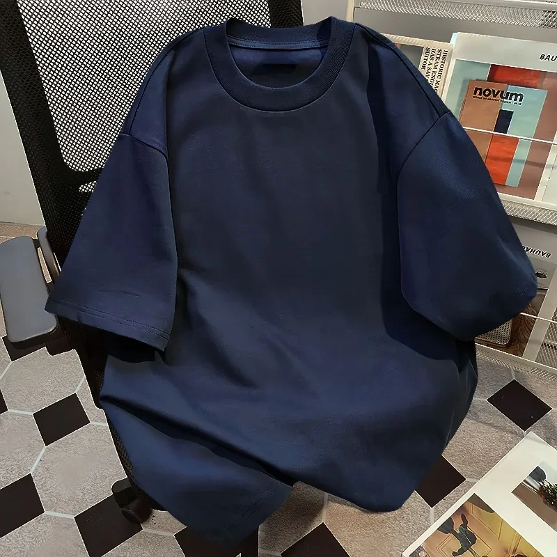 100% القطن الخالص تي شيرتات قصيرة الاكمام الرجال الصيف جديد النمط الأمريكي عادية فضفاض صالح الرجال قميص الجسم طاقم الرقبة