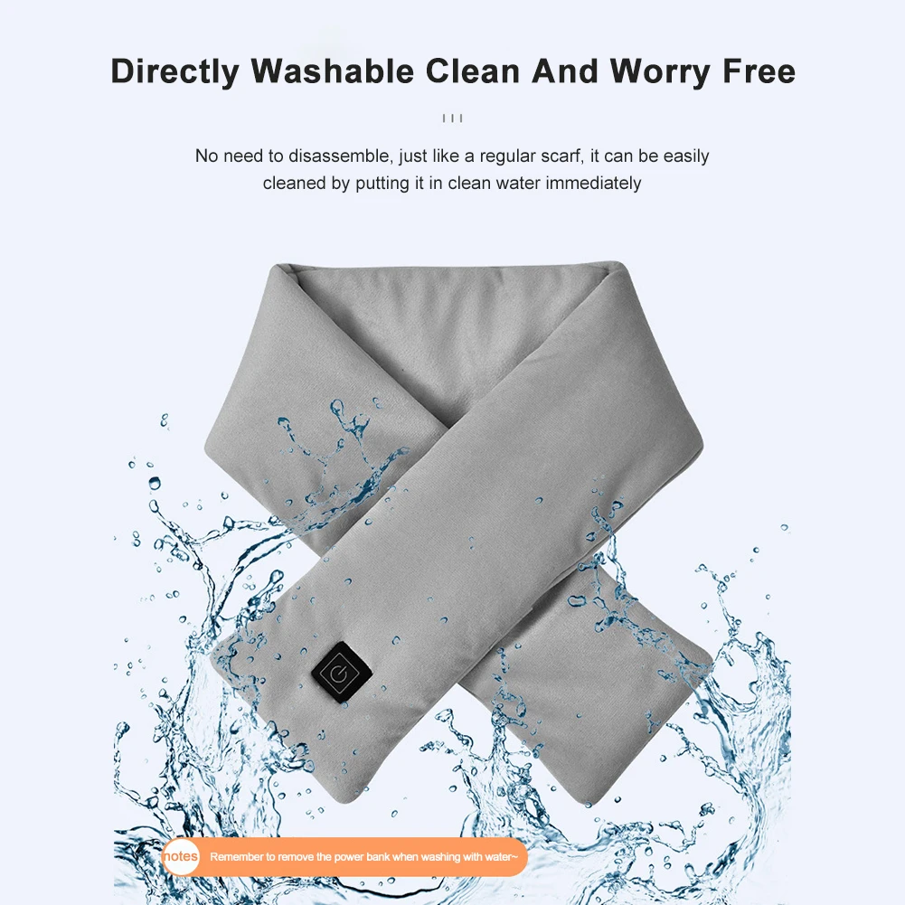 Electric Heated Scarf USB Charging Neck Heating Pad Cold-Proof Thermal Neck Wrap Warmer Washable for Outdoor Camping Hiking 4