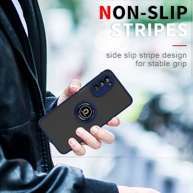 Versatile Silicone Ring Holder Phone Case - Durable Hard PC Cover with Built-In Stand
