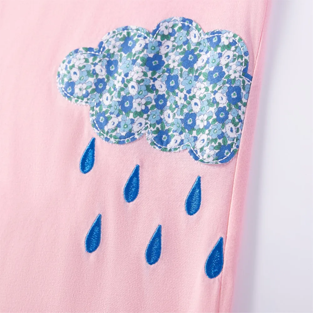 Kids Clothes Baby Girls 2025 New Summer Children's Clothing Cotton Cartoon Sun Rainbow Pink Dresses Holiday Gifts