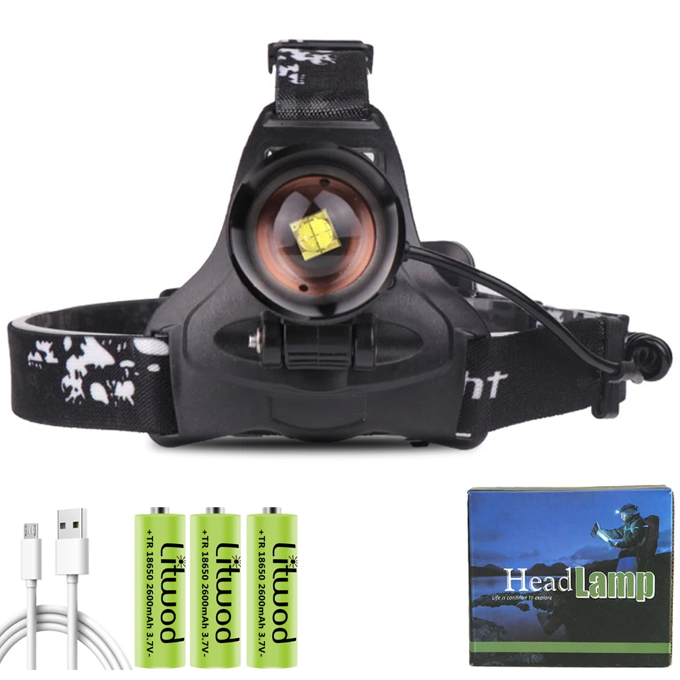 

Super Bright Led Headlamp XHP100 Zoomable Powerbank Headlight USB Rechargeable 18650 Battery Head Flashlight Lamp 60W Torch