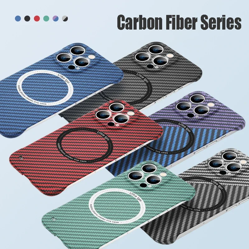Ultra Thin Carbon Fiber Magnetic Case with Magsafe Wireless Charging - Frameless Cover