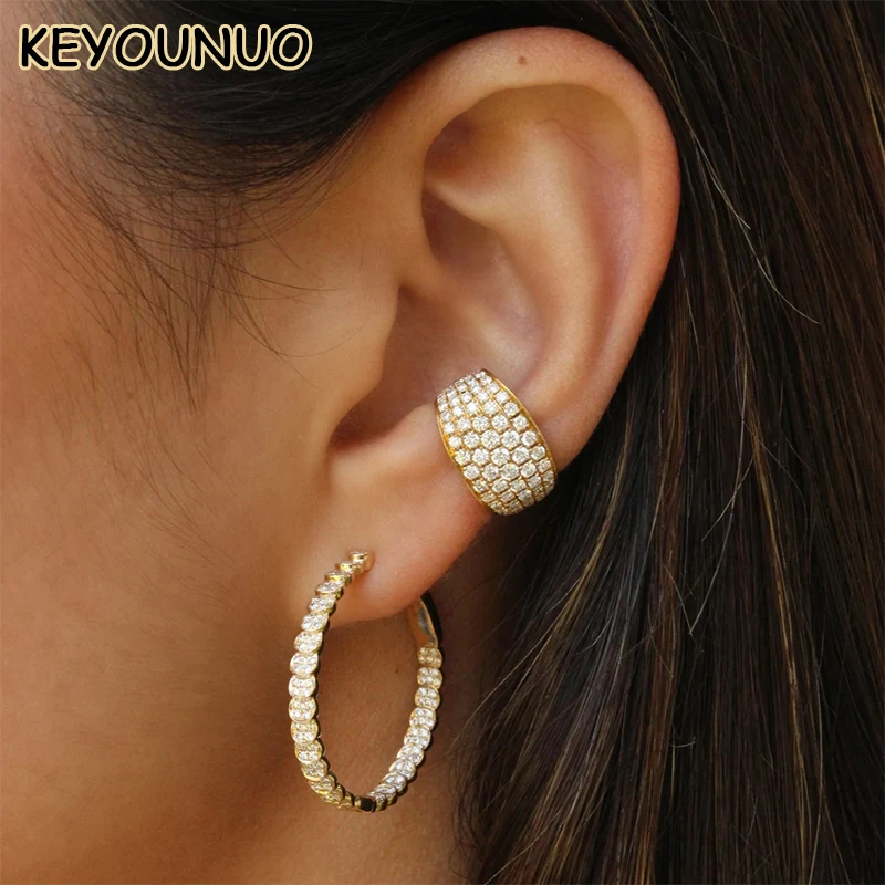 

KEYOUNUO Gold Plated CZ Ear Cuff Earrings for Women Exquisite Zircon Fake Piercing Clip Earrings Party Wedding Jewelry Wholesale