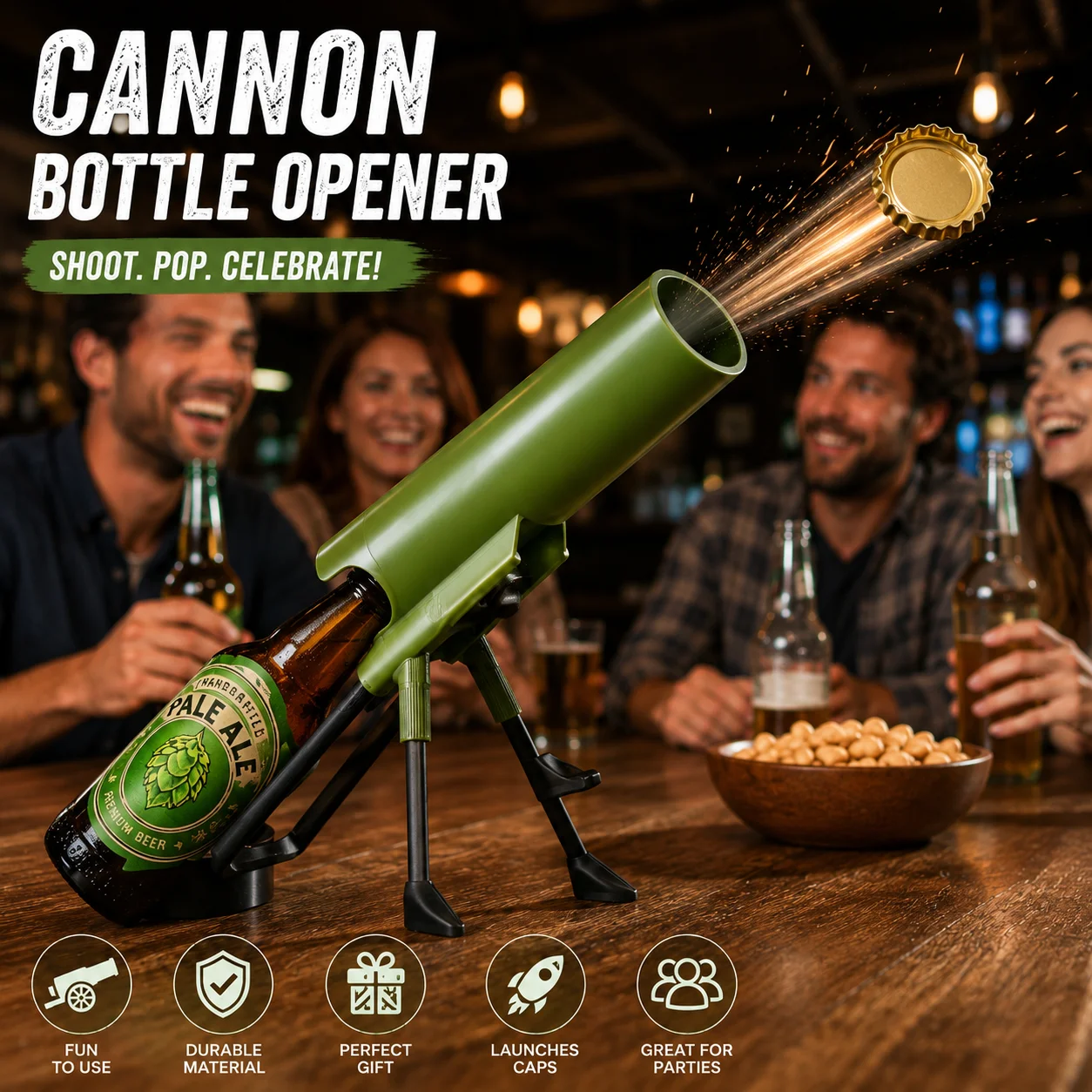 70mm 맥주병따개 삼각대 총 모양 맥주병따개 창의적인 캡 발사기 슈터 바 파티 용품