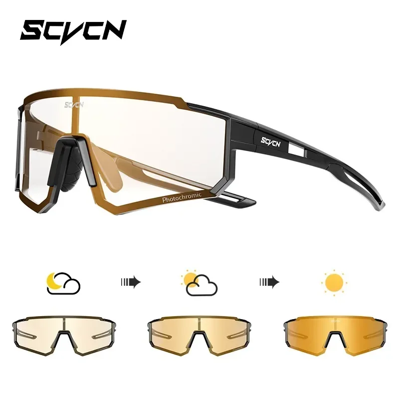 SCVCN Photochromic Hiking Eyewear Cycling Glasses Sunglasses for Men Cycling Road Mountain Bike Glasses Women Casual Windproof