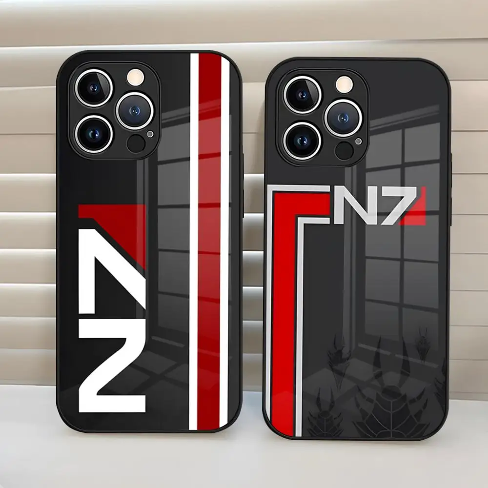 N7 Mass Effect Phone Case Tempered Glass Back Cover For Iphone 15 Pro Max 14 Pro 12 11 13 Mini X Xr Xs 8 7 Plus Se