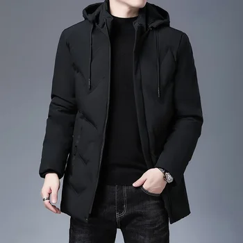 Top Quality New Brand Hooded Casual Fashion Long Thicken Outwear Parkas Jackets Winter New Windbreaker Parkas Men's Clothing 1