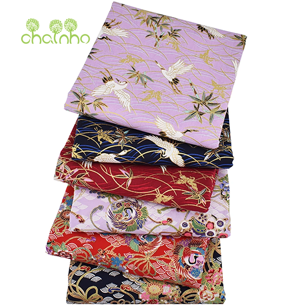 Chainho,Printed Plain Weave Cotton Fabric,DIY Quilting Sewing Material,Patchwork Cloth,6 Designs Series,20x25cm/piece,15CD28