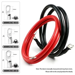 Premium Battery Connection Cable - PVC Insulated Pure Copper Wire with Tinned Copper Lug Terminal - 20CM (Red Black 1set)