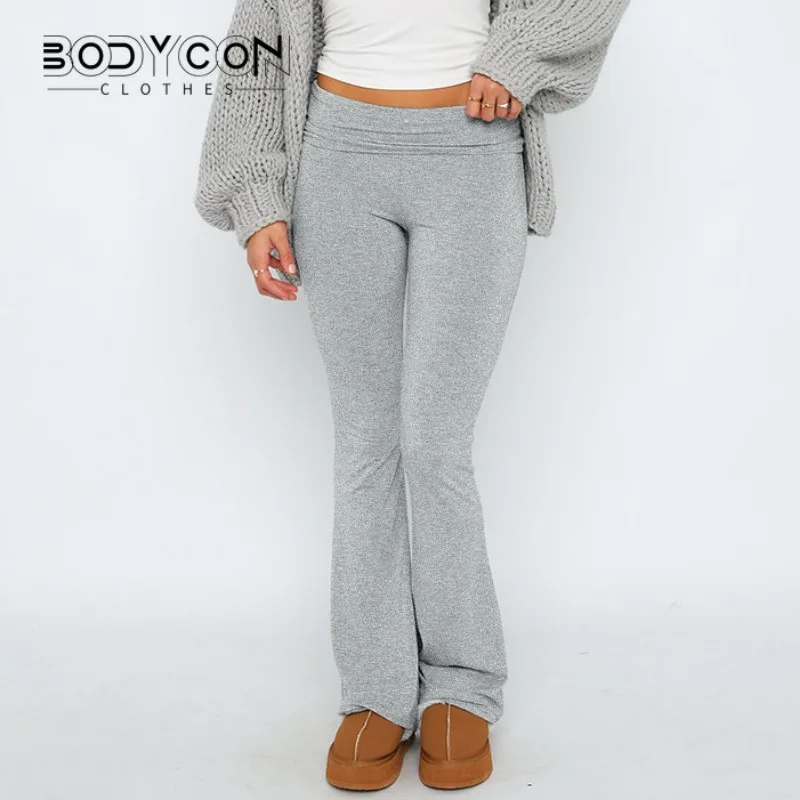 

Women's Solid Woman Pants Slim Fitting High Waisted Streetwear Casual Flare Pants Women Clothes y2k Full Length Capris Trousers