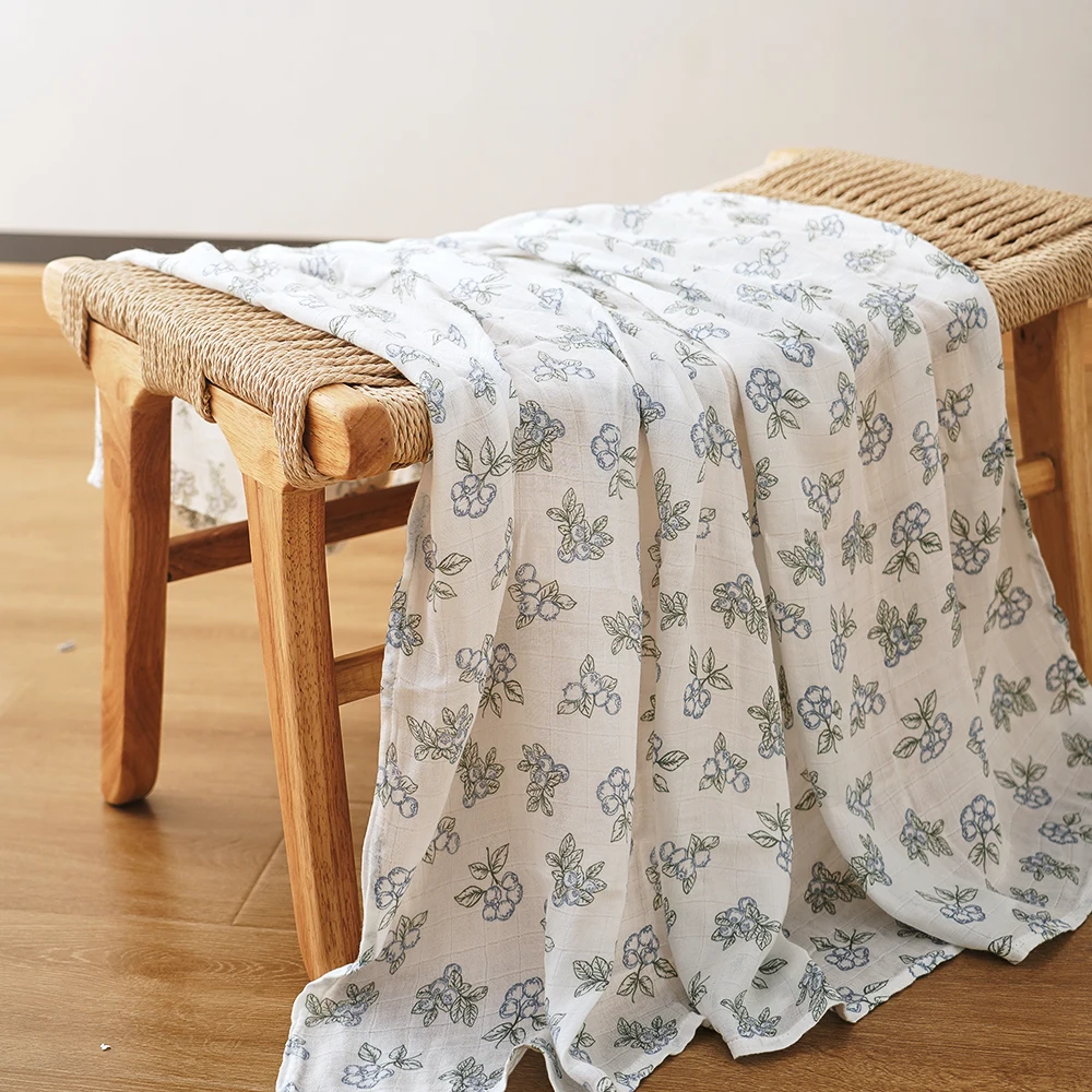 HappyFlute New Super Soft Muslin Bamboo Cotton Baby Wrap Nature Printed 120*110CM Newborn Multi-function Swaddle Blanket HappyFlute New Super Soft Muslin Bamboo Cotton Baby Wrap Nature Printed 120*110CM Newborn Multi-function Swaddle Blanket