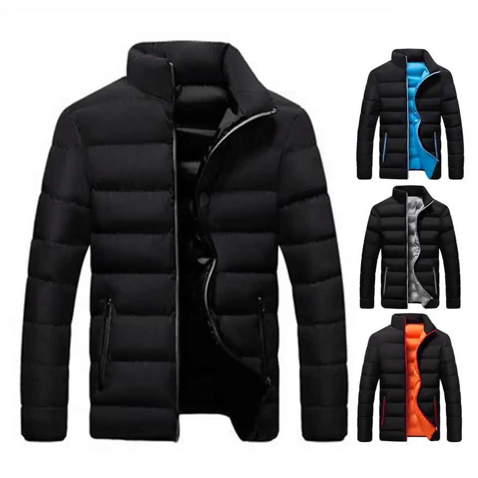 Stand Collar Men Jacket Stylish Men's Cotton Jacket Warm Winter