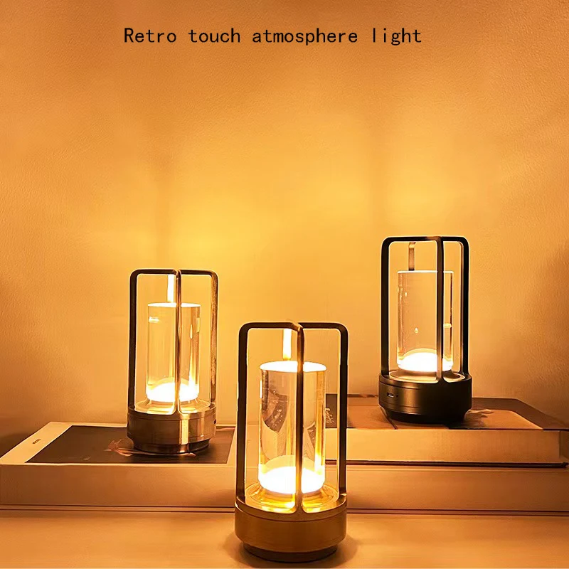 Outdoor Light Luxury Retro Style Camping Atmosphere Light Bar Restaurant Rechargeable Desk Lamp Touch Decoration Night