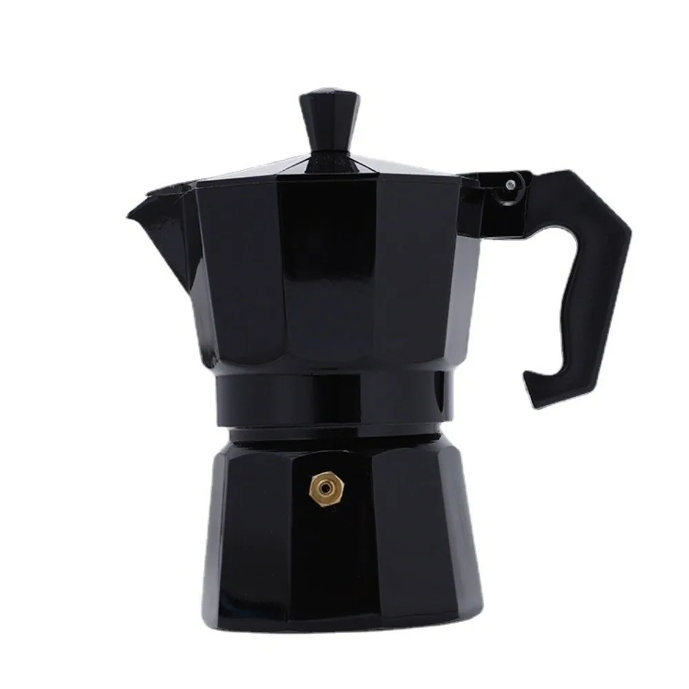 Siyah Kahve Makinesi Moka Pot Saplı Alüminyum Espresso Kahve Makinesi Sekizgen 150ml/300ml Cafe Demleme Araçları