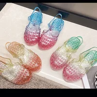 Children's New PVC Shoes For Girls Jelly Baby Roman Shoes Simple Contrast Color Slippers 1