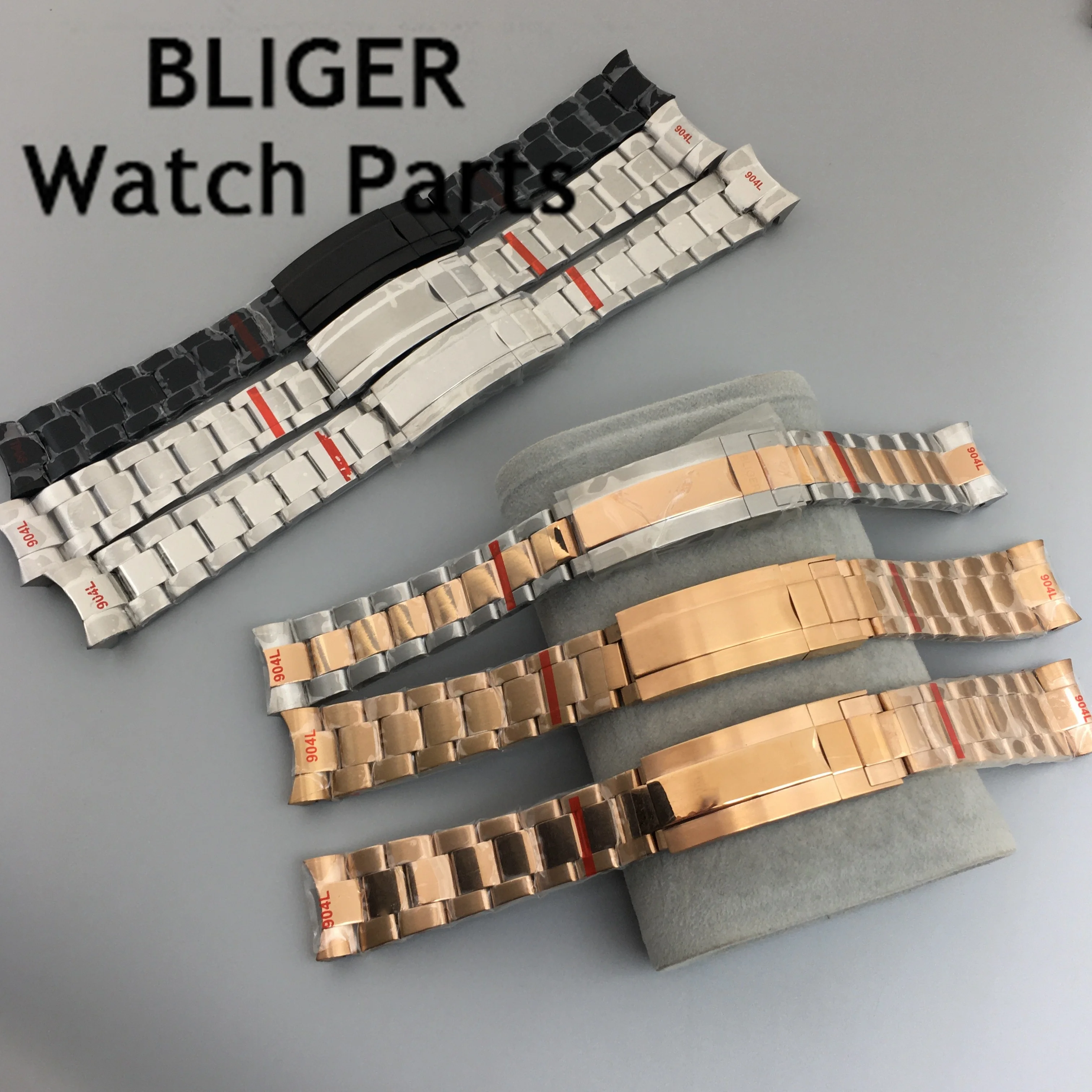 BLIGER 20mm 904L stainless steel bracelet watch band folding buckle fit BLIGER36mm 39mm 40mm case strap