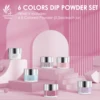 6 x 0.5oz Large Capacity Glitter Pink Purple Blue Colors Air Dry Dipping Powder Set Long Lasting for Nail Art Design 6