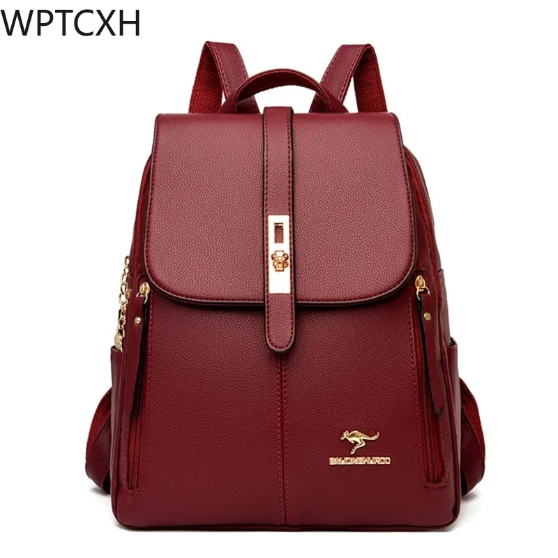 

Women Leather Backpack High Quality Female Back Pack Girls School Bags Travel Bagpack Bookbag Rucksack Women's Shoulders Bag