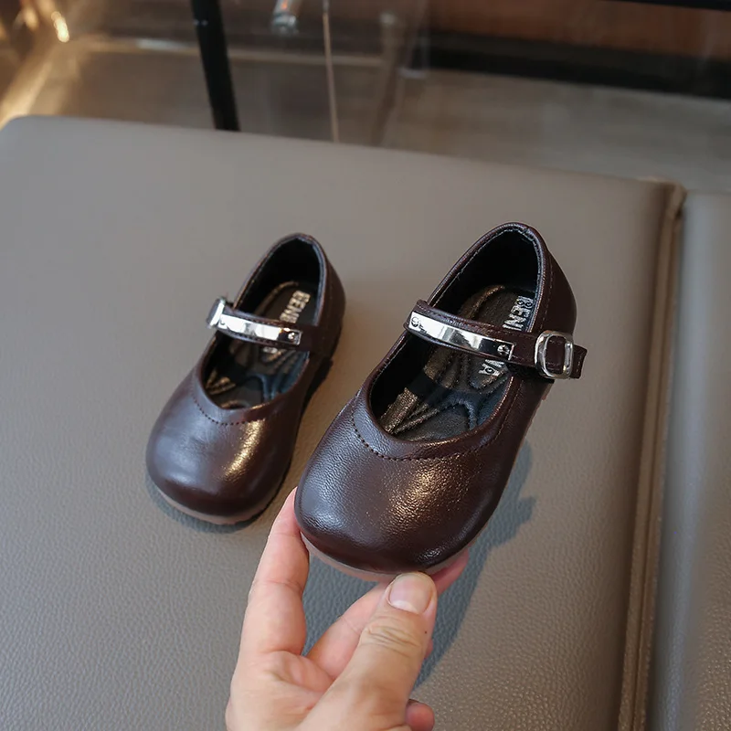 Leather Kids School Flats Shoes for Girls Autumn