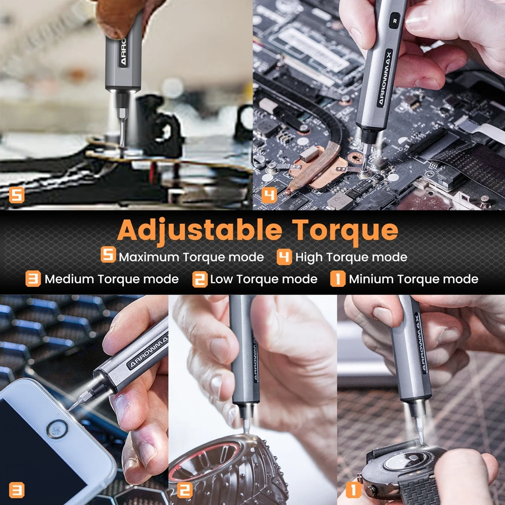 Mini Electric Screwdriver Set with 72 Magnetic Bits 5 Gears Torque OLED Display Rechargeable Cordless Screwdriver Kit SES New 3