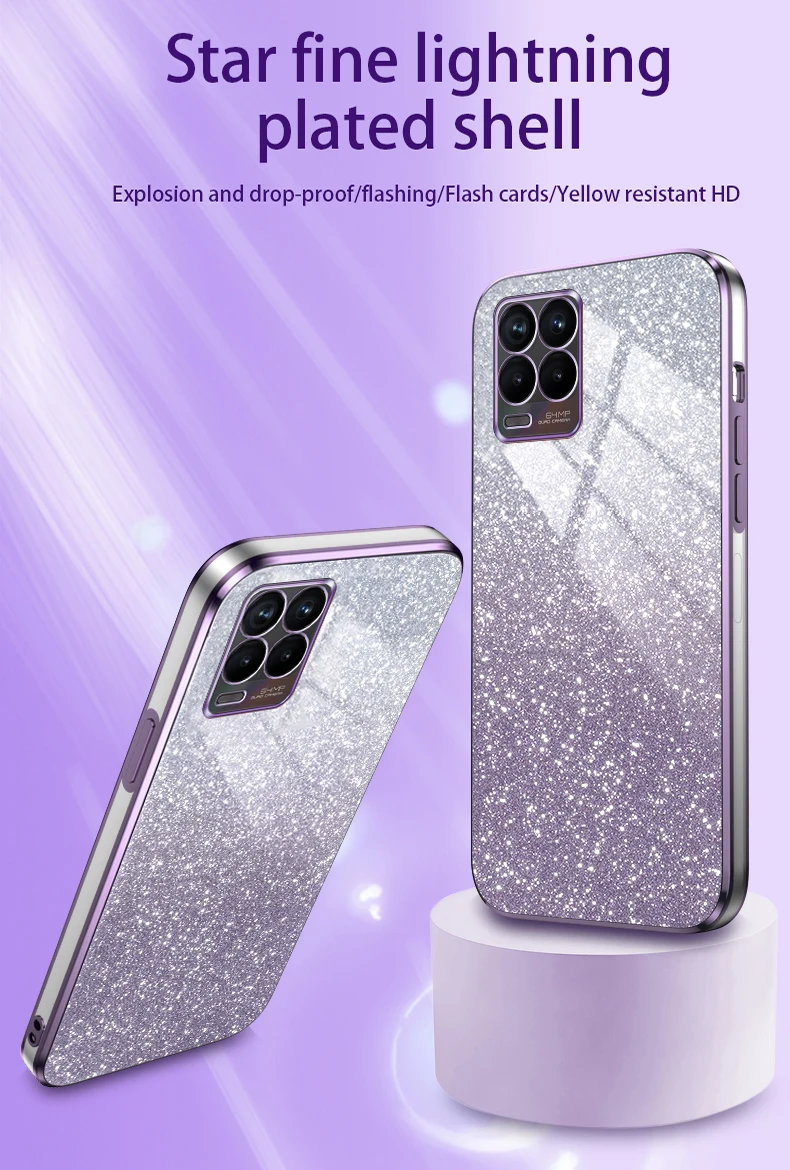 حافظة لينة من البولي يوريثان لهواتف OPPO Realme 8 ، 4G ، ترف ، بالكهرباء ، بريق ، غطاء خلفي شفاف ، Realme 8 Pro