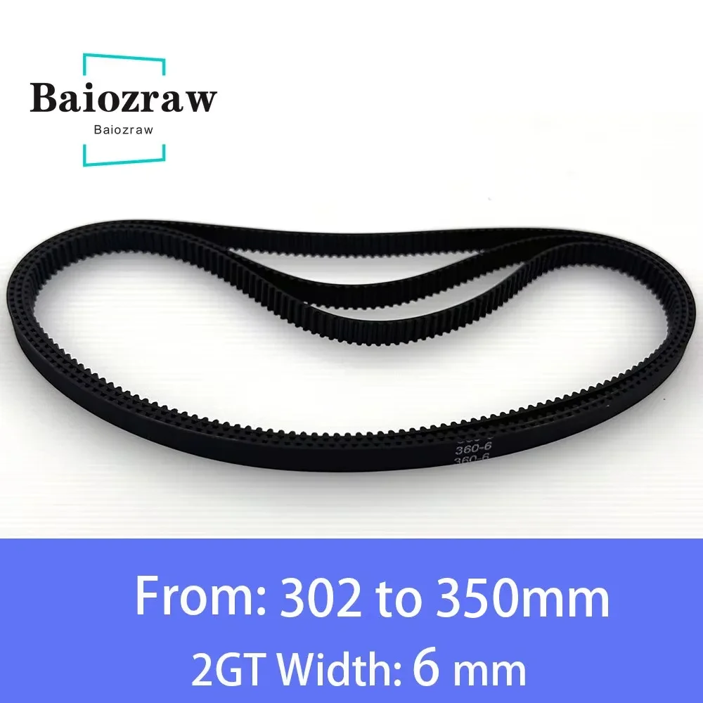 폐쇄 루프 고무 타이밍 벨트 302, 3D 프린터 부품, GT2, 6mm, 308, 320, 330, 336, 340, 348, 350mm, 2GT, 1 개