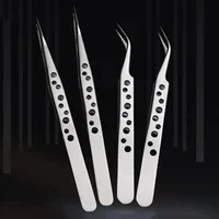 1/2Pc Professional High Precision Stainless Steel Tweezers Curved Straight Tip Tweezer for Eyelash Extensions Eyebrow Tweezers 2