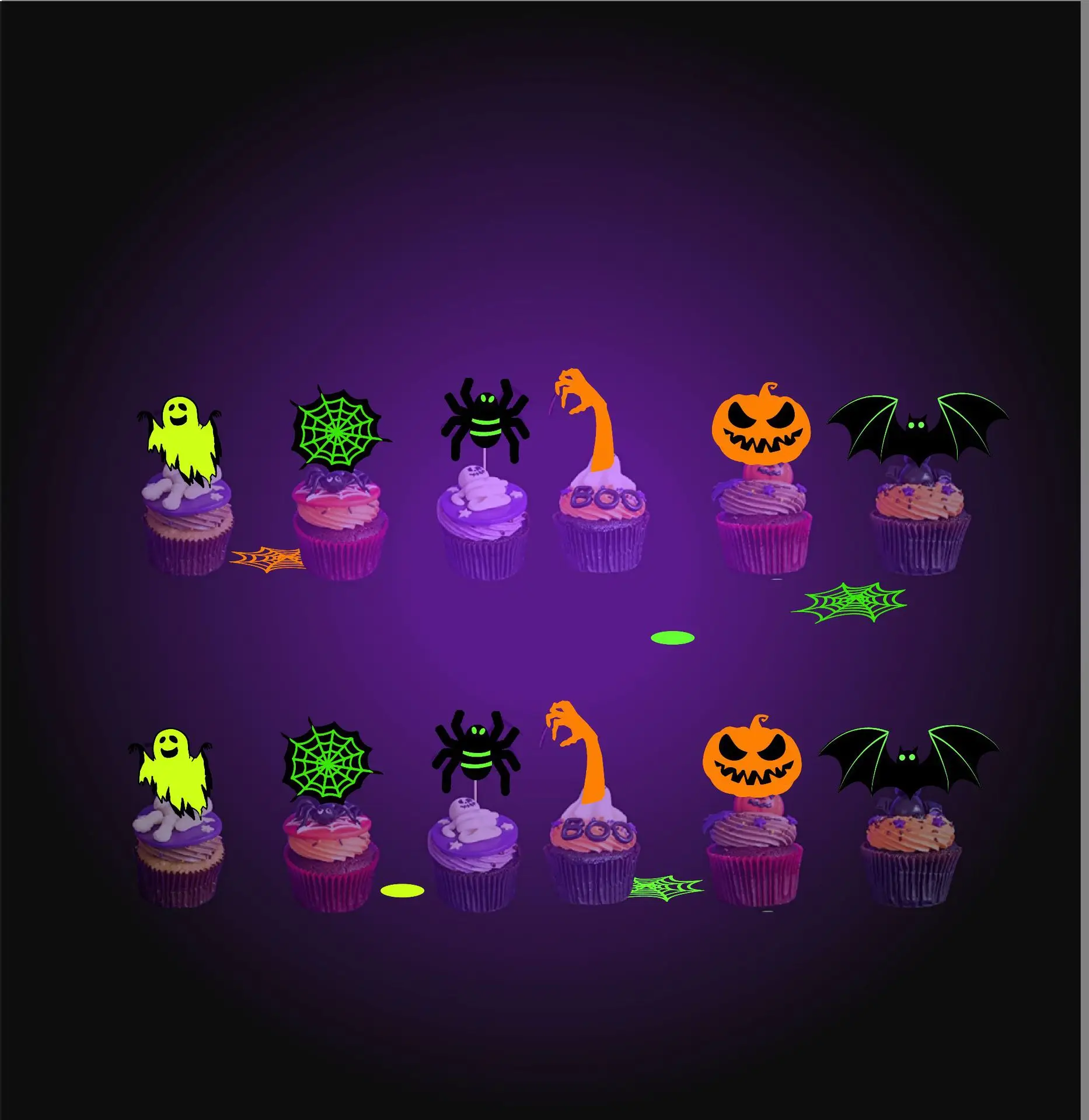 Amosfun 28 peças Topos de bolo de Halloween desenho animado Ghost Caveira  abóbora RIP Cupcake Toppers Fruit Picks Decoração de sobremesa para festa  de Halloween