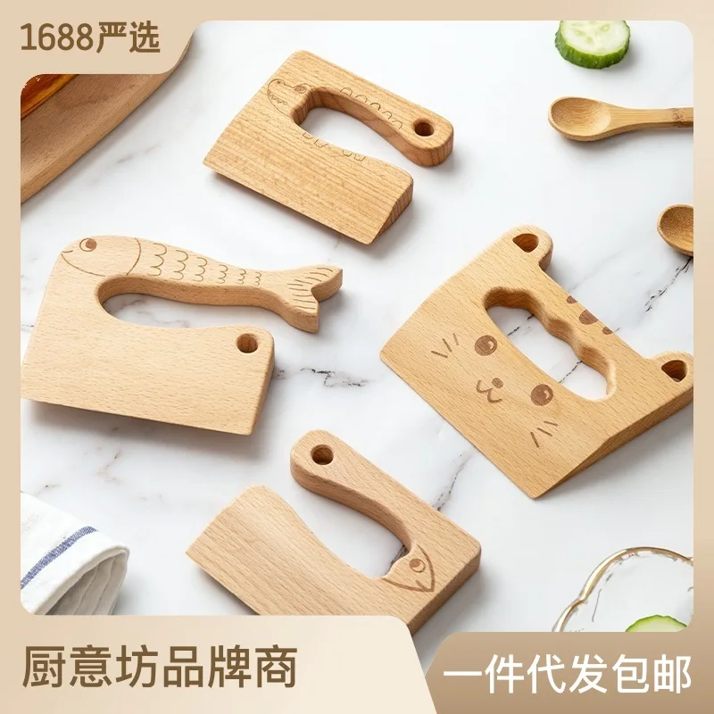 

Wooden Knife Kids Cooking Toys Safe Knives Cutting Fruit Vegetable Chopper Kitchen Toy Montessori Education Tools For Toddlers