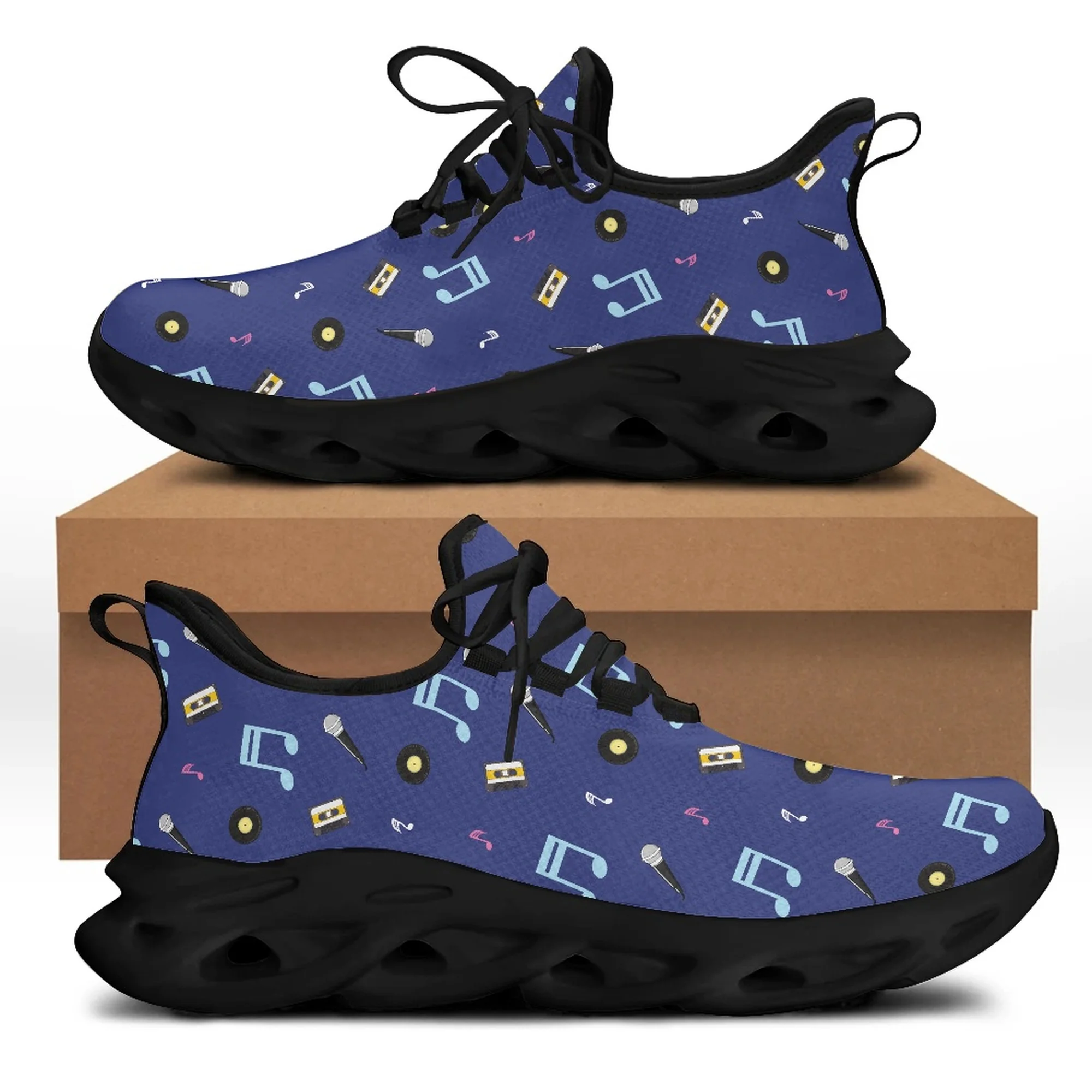

Yikeluo Women Designer Shoes Music Notes Sneakers for Female Breathable Ladies Mesh Shoes Casual Flats Super Light Footwear