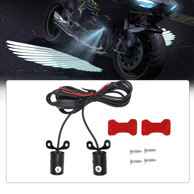 Motorcycle LED Lights Motorcycle Accessories 2Pcs Motorcycle Angel Wings LED Underbody Projection Light