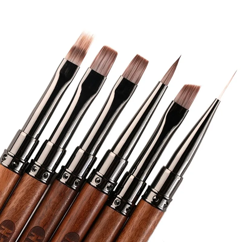 Nail Art Brush Triangular Spatula Drawing Painting Line Pen Liner Gradient Flat Round Metal French Manicure Tools 3