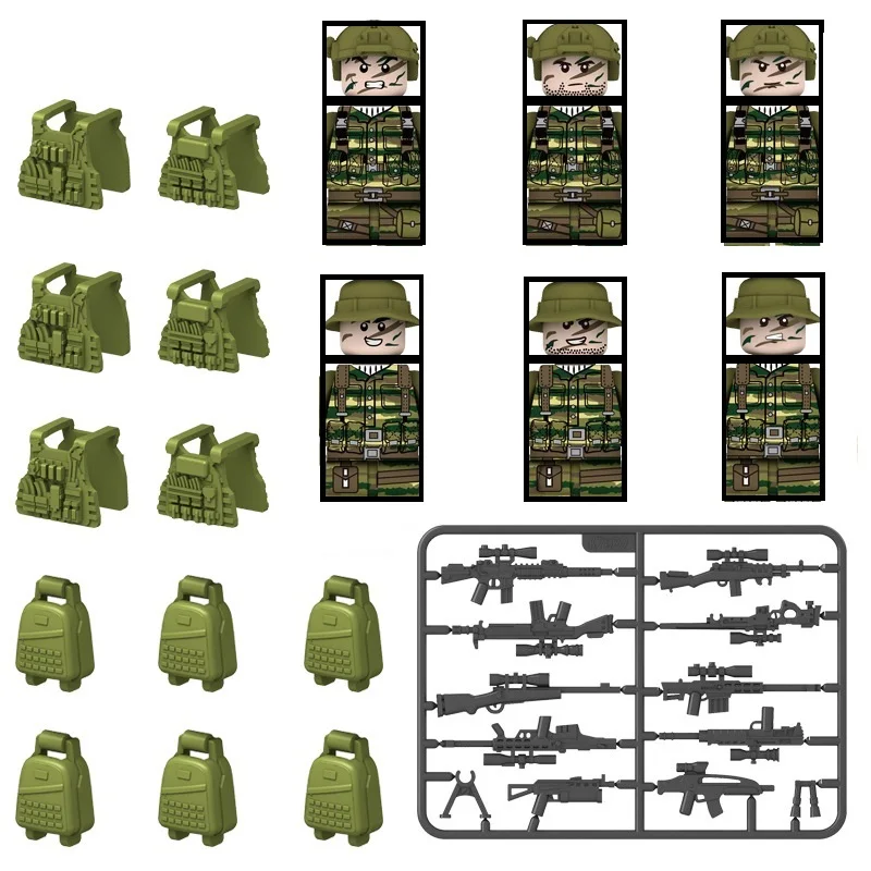 

SWAT Camouflage Special Forces Military Weapon Guns Soldier Figure Police Blocks Army MOC Bricks Model Building Kits Kids Toys