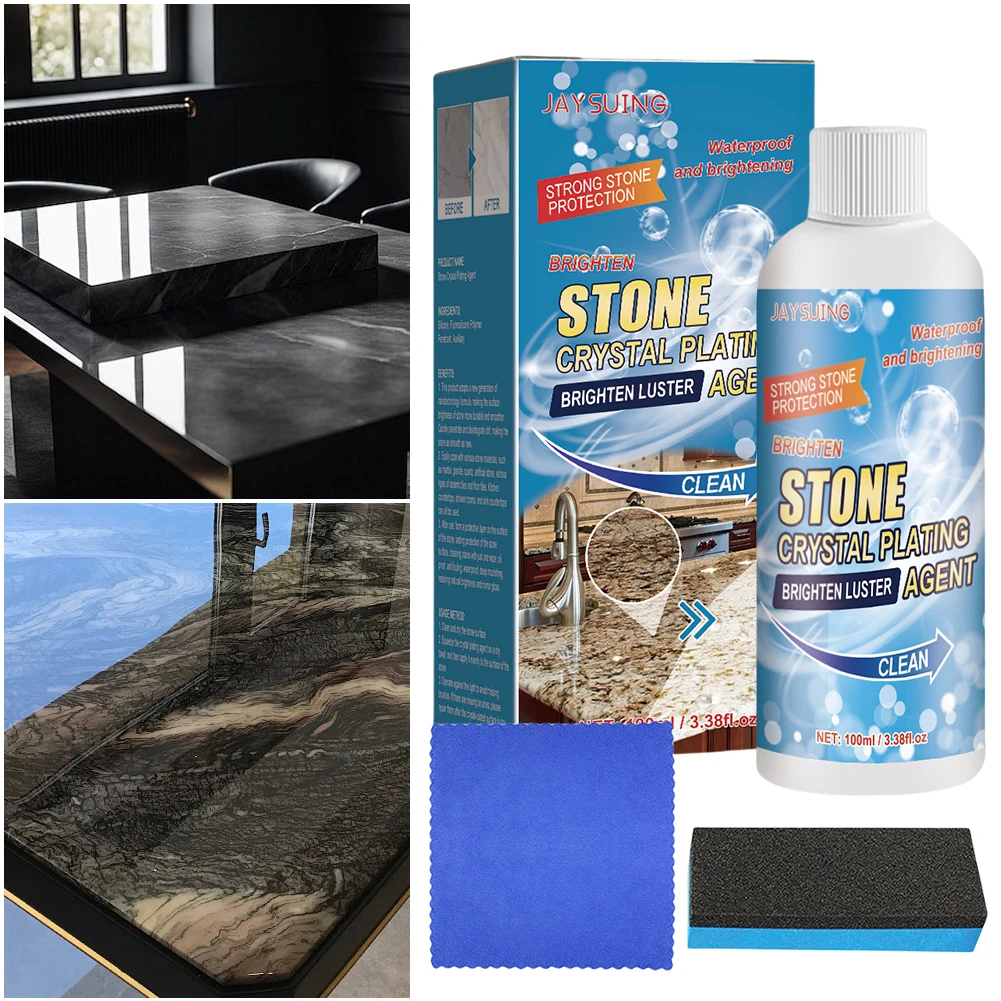 Stone Polishing and Coating Agent Stone Crystal Plating Brighten Luster Agent with Sponge and Towel Marble Crystal Plating