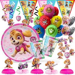 Paw Patrol Skye Children Toys Theme Party Supplies Disposable Tableware Cups Plates Balloon Background for Birthday Party Decor
