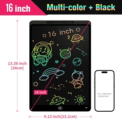 Large Colorful Screen Electronic Drawing Tablet for Kids - Creative Digital Art Pad Toy (16 Inch Black)