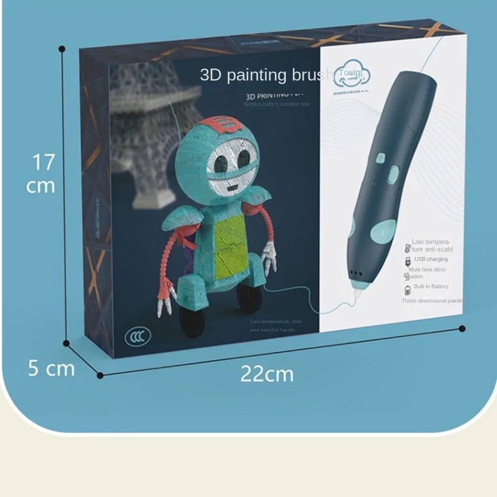 Rechargeable 3D Printing Pen USB Charging Toy Gift 3D Graffiti Pen Wireless Low Temperature Art Painting Birthday Gift