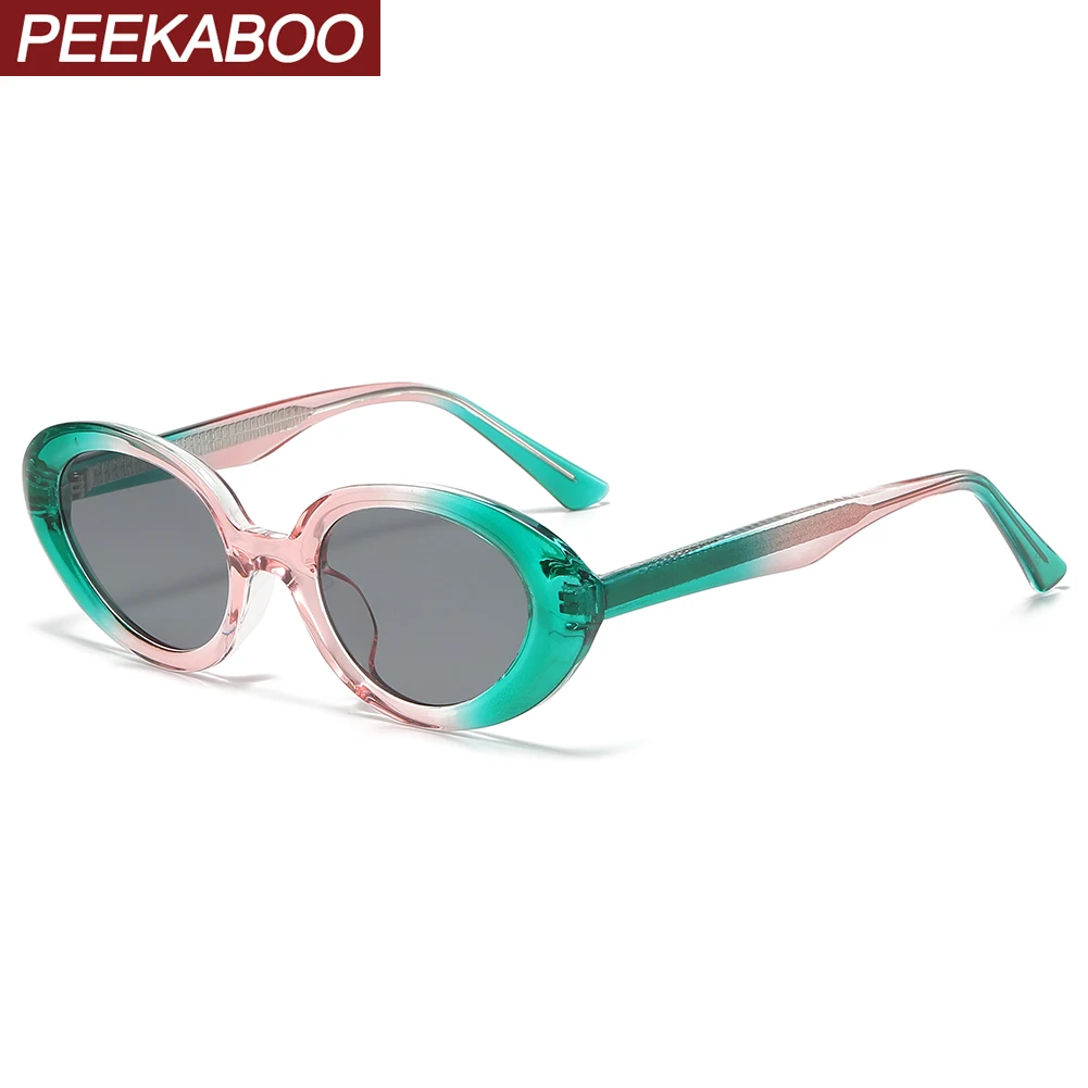 

Peekaboo green black oval sunglasses for men TR90 retro round sun glasses for women uv400 CP high quality hot selling