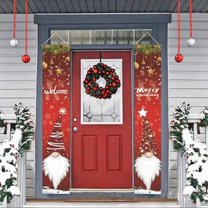 

Fabric Banner Christmas Accessories Merry Christmas Decoration For Home Door Porch Xmas Gifts Happy New Year Santa Claus Flag